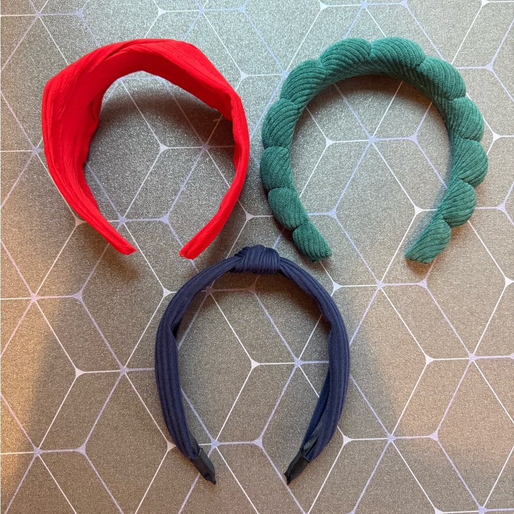 BUNDLE OF 3️⃣ - Headbands - Bright Red, Navy Blue, Pine Green